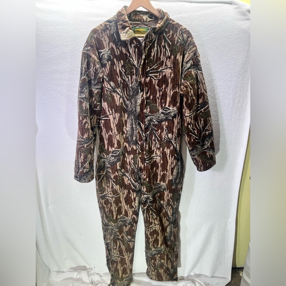 Vintage Cabelas Dry Plus Camo Hunting Coveralls Suit Mens L 80s hunt camouflage - Picture 1 of 9